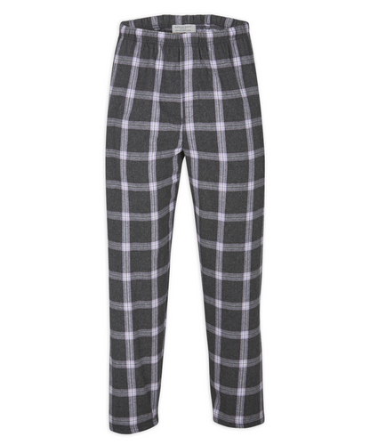 Boxercraft BM6624 Men's Harley Flannel Pants - Charcoal/Lavender Tomb Plaid - Ghost Front | Charcoal/Lavender Tomb Plaid