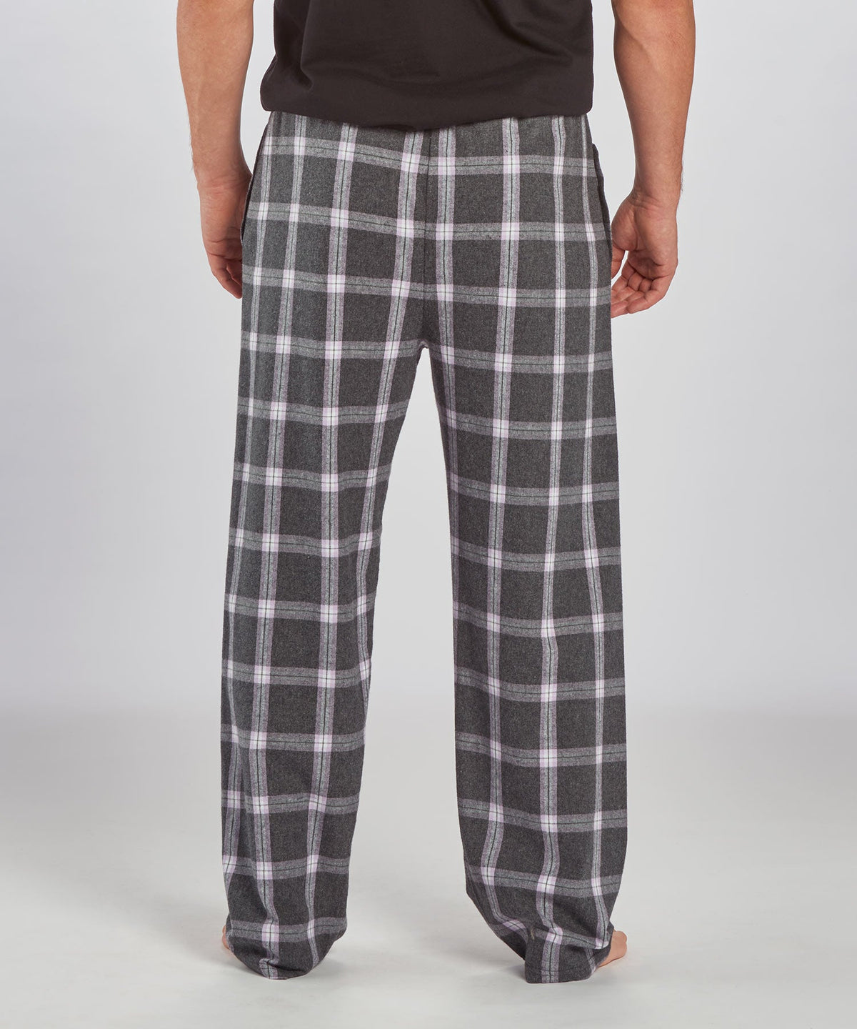 Boxercraft BM6624 Men's Harley Flannel Pants - Charcoal/Lavender Tomb Plaid - Back | Charcoal/Lavender Tomb Plaid