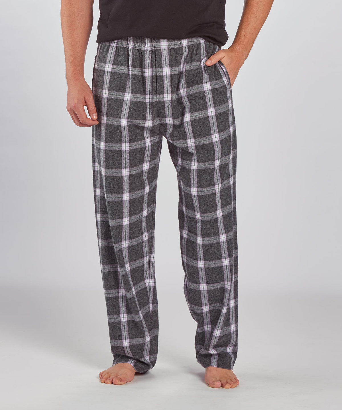 Boxercraft BM6624 Men's Harley Flannel Pants - Charcoal/Lavender Tomb Plaid - Front | Charcoal/Lavender Tomb Plaid