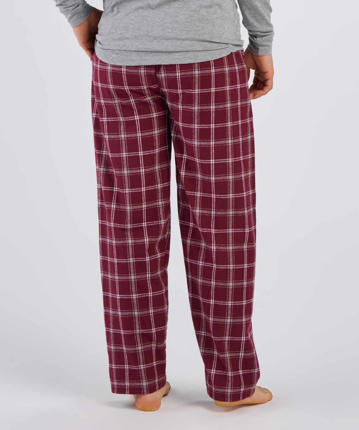 Boxercraft BM6624 Men's Harley Flannel Pants - Varsity Maroon/Oxford - Back | Varsity Maroon/Oxford