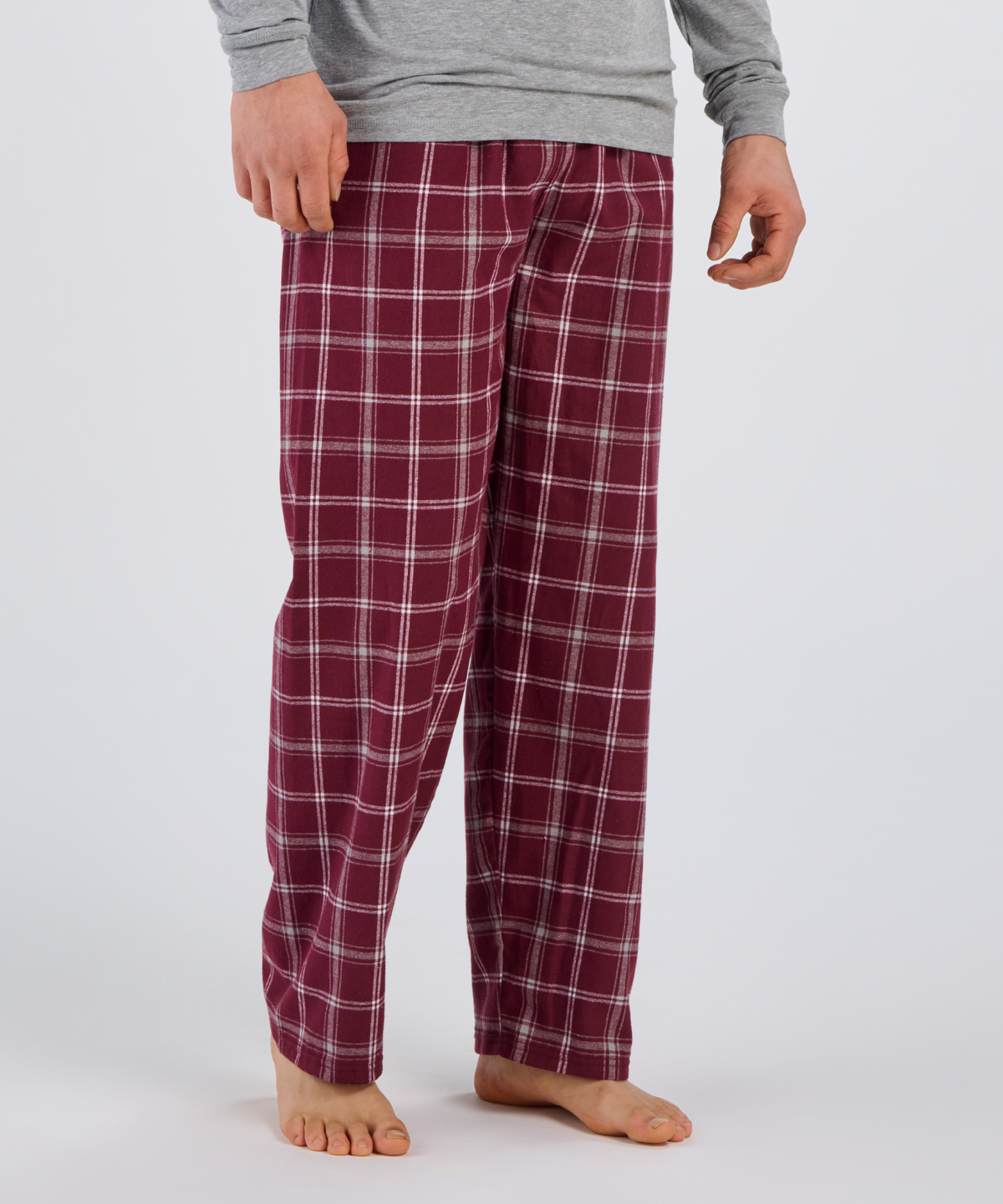 Boxercraft BM6624 Men's Harley Flannel Pants - Varsity Maroon/Oxford - Front | Varsity Maroon/Oxford