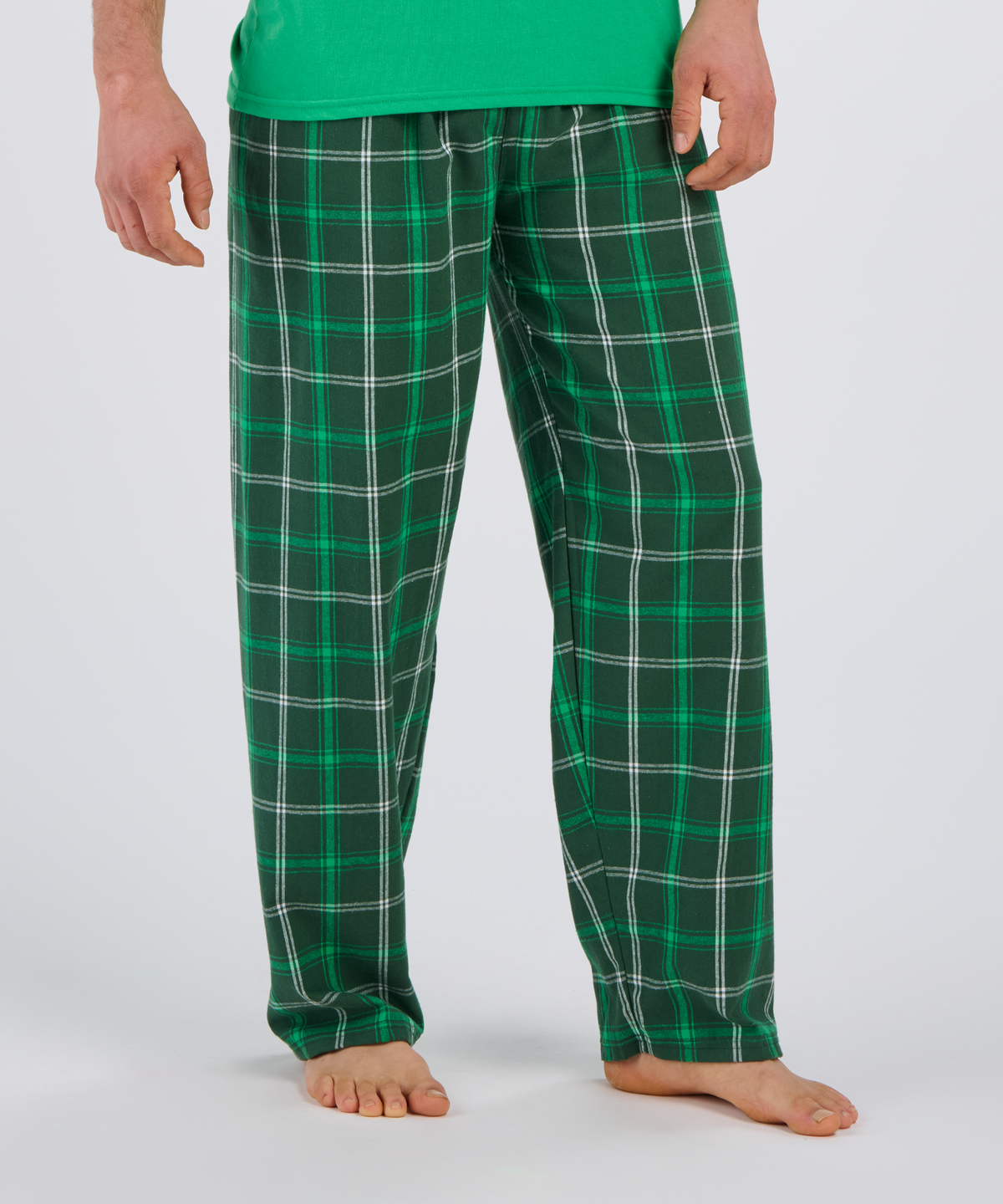 Boxercraft BM6624 Men's Harley Flannel Pants - Varsity Green/White - Front | Varsity Green/White