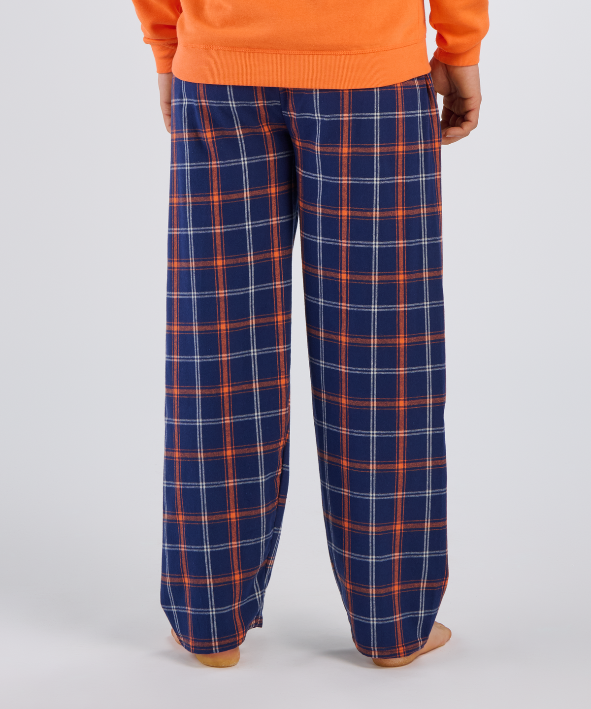 Boxercraft BM6624 Men's Harley Flannel Pants - Varsity Navy/Orange - Back | Varsity Navy/Orange