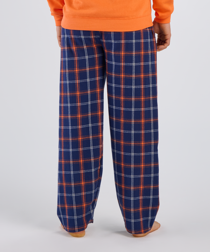 Boxercraft BM6624 Men's Harley Flannel Pants - Varsity Navy/Orange - Back | Varsity Navy/Orange