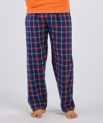 Boxercraft BM6624 Men's Harley Flannel Pants - Varsity Navy/Orange - Front | Varsity Navy/Orange