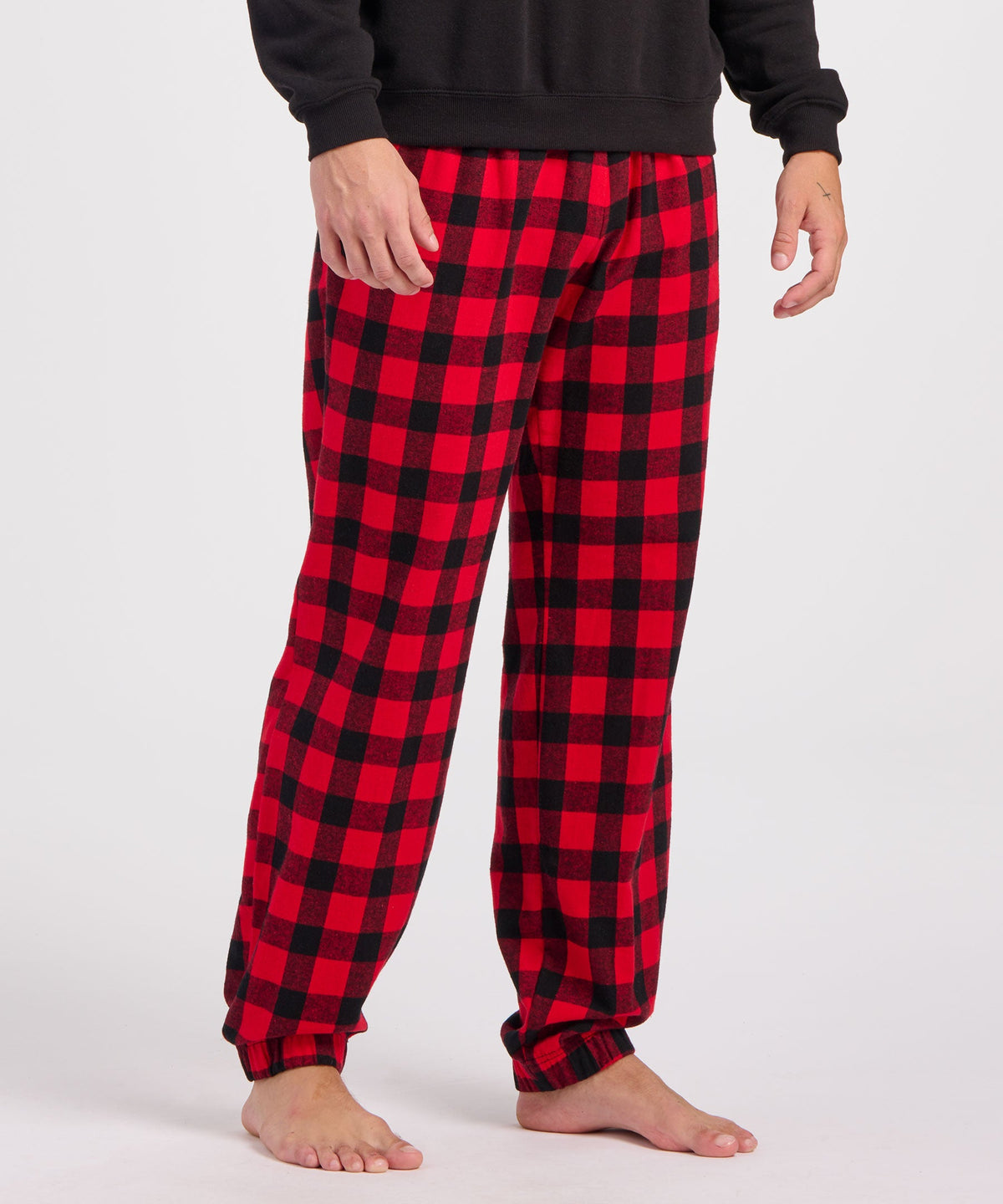 Boxercraft BM6625 Men's Flannel Jogger Pants - Red/Black Buffalo Plaid - Model Front | Red/Black Buffalo Plaid