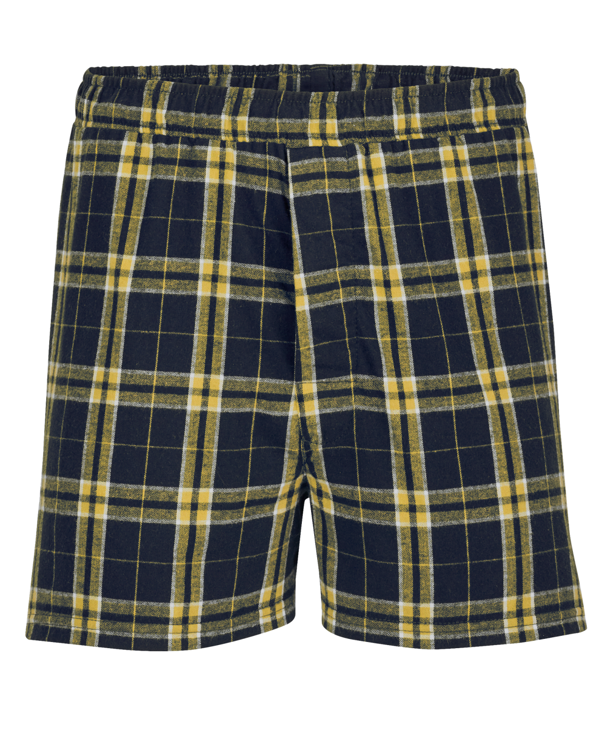 Boxercraft BM6701 Men's Flannel Boxer Shorts - Black/Gold Plaid - Ghost Front | Black/Gold Plaid