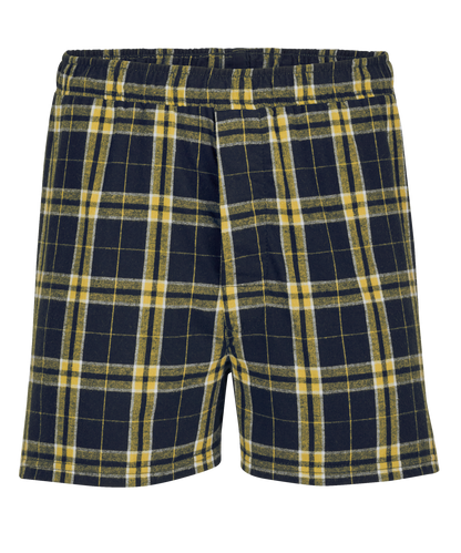 Boxercraft BM6701 Men's Flannel Boxer Shorts - Black/Gold Plaid - Ghost Front | Black/Gold Plaid