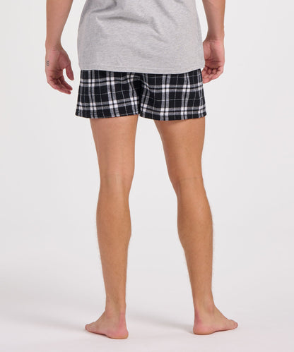 Boxercraft BM6701 Men's Flannel Boxer Shorts - Black/White Plaid - Back | Black/White Plaid