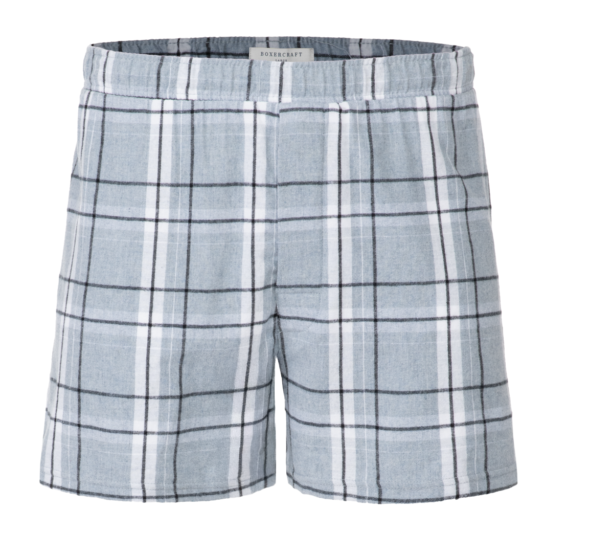 Boxercraft BM6701 Men's Flannel Boxer Shorts - Oxford Carnegie Plaid - Ghost Front | Oxford Carnegie Plaid
