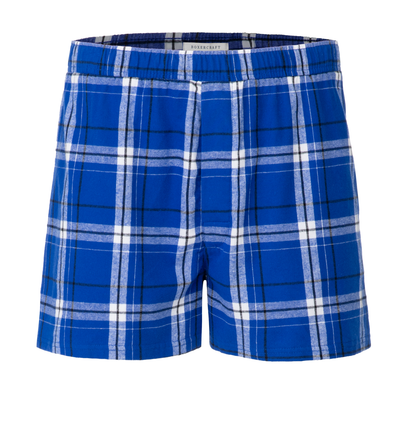 Boxercraft BM6701 Men's Flannel Boxer Shorts - Electric Royal Carnegie Plaid - Ghost Front | Electric Royal Carnegie Plaid