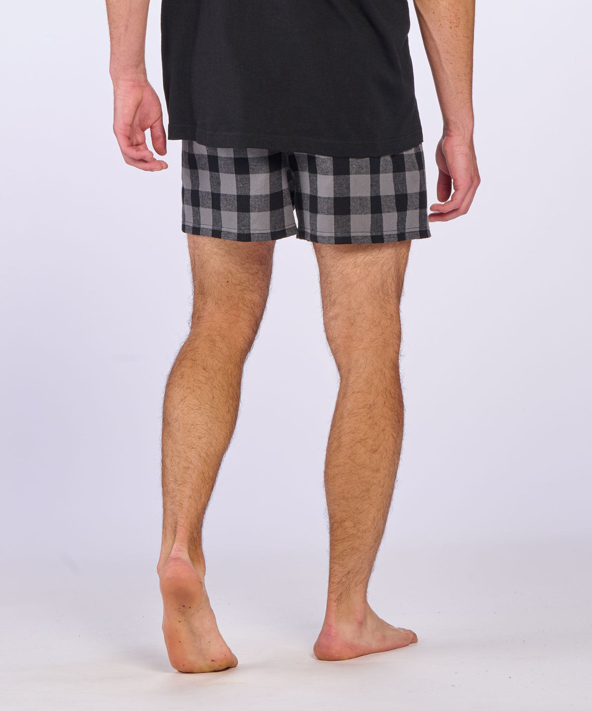 Boxercraft BM6701 Men's Flannel Boxer Shorts - Charcoal/Black Buffalo Plaid - Back | Charcoal/Black Buffalo Plaid