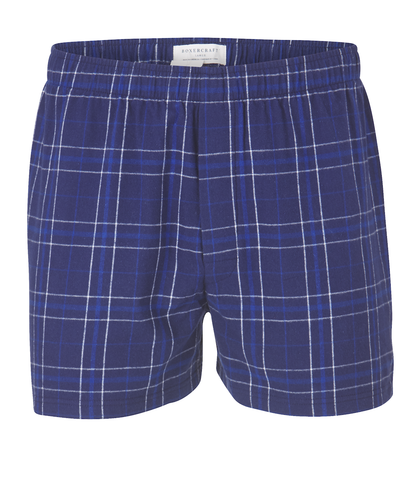 Boxercraft BM6701 Men's Flannel Boxer Shorts - Navy Field Day Plaid - Ghost Front | Navy Field Day Plaid