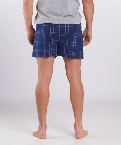 Boxercraft BM6701 Men's Flannel Boxer Shorts - Navy Field Day Plaid - Back | Navy Field Day Plaid