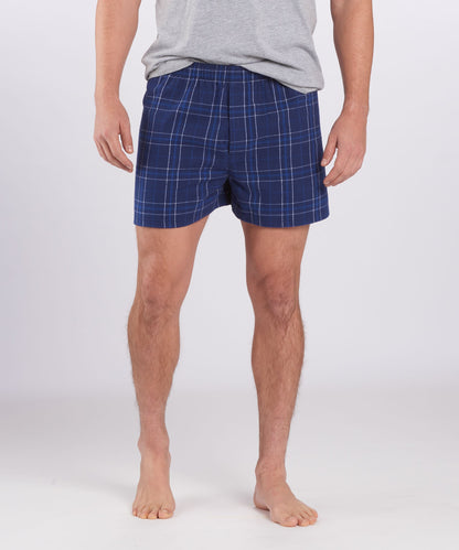 Boxercraft BM6701 Men's Flannel Boxer Shorts - Navy Field Day Plaid - Front | Navy Field Day Plaid