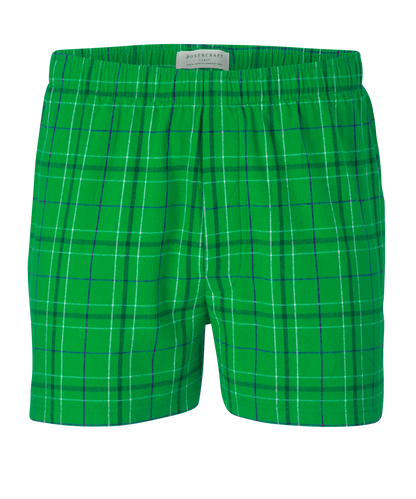 Boxercraft BM6701 Men's Flannel Boxer Shorts - Kelly Field Day Plaid - Ghost Front | Kelly Field Day Plaid