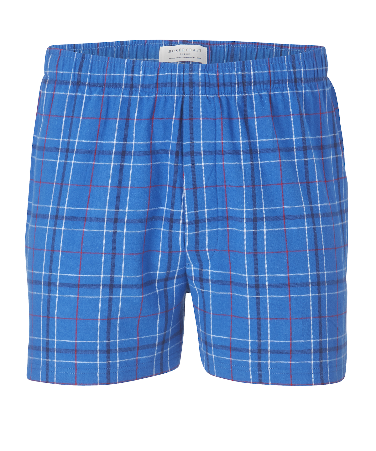Boxercraft BM6701 Men's Flannel Boxer Shorts - Royal Field Day Plaid - Ghost Front | Royal Field Day Plaid