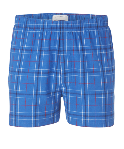 Boxercraft BM6701 Men's Flannel Boxer Shorts - Royal Field Day Plaid - Ghost Front | Royal Field Day Plaid