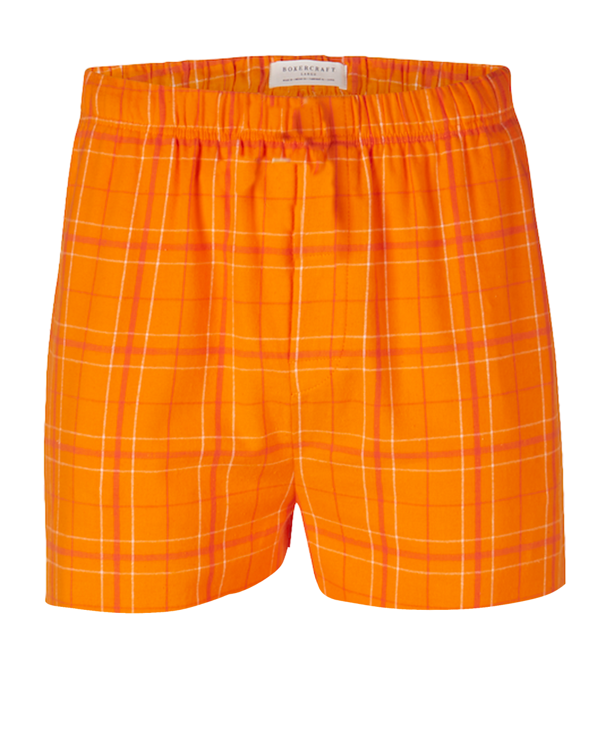 Boxercraft BM6701 Men's Flannel Boxer Shorts - Orange Field Day Plaid - Ghost Front | Orange Field Day Plaid