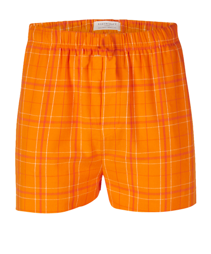 Boxercraft BM6701 Men's Flannel Boxer Shorts - Orange Field Day Plaid - Ghost Front | Orange Field Day Plaid