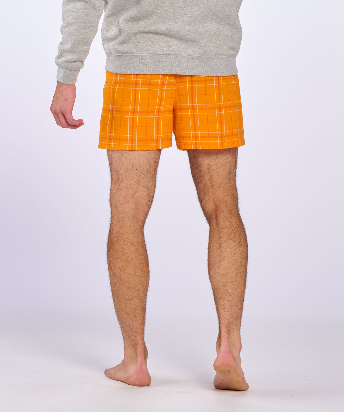 Boxercraft BM6701 Men's Flannel Boxer Shorts - Orange Field Day Plaid - Back | Orange Field Day Plaid