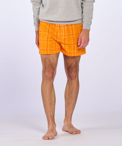 Boxercraft BM6701 Men's Flannel Boxer Shorts - Orange Field Day Plaid - Front | Orange Field Day Plaid
