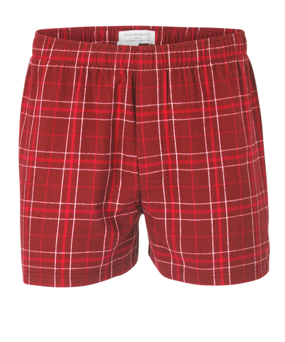 Boxercraft BM6701 Men's Flannel Boxer Shorts - Crimson Field Day Plaid - Ghost Front | Crimson Field Day Plaid