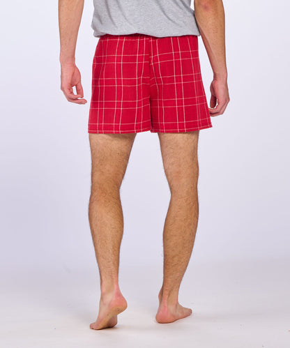 Boxercraft BM6701 Men's Flannel Boxer Shorts - Crimson Field Day Plaid - Back | Crimson Field Day Plaid