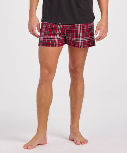 Boxercraft BM6701 Men's Flannel Boxer Shorts - Garnet/Black Plaid - Front | Garnet/Black Plaid