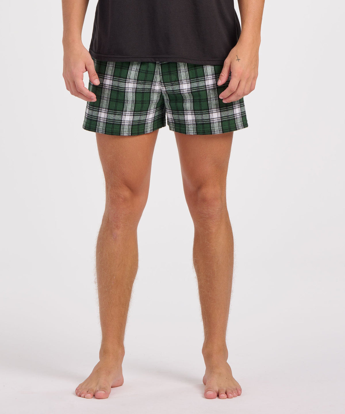 Boxercraft BM6701 Men's Flannel Boxer Shorts - Green/White Plaid - Front | Green/White Plaid
