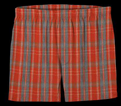 Boxercraft BM6701 Men's Flannel Boxer Shorts - Burnt Orange Kingston - Ghost Front | Burnt Orange Kingston