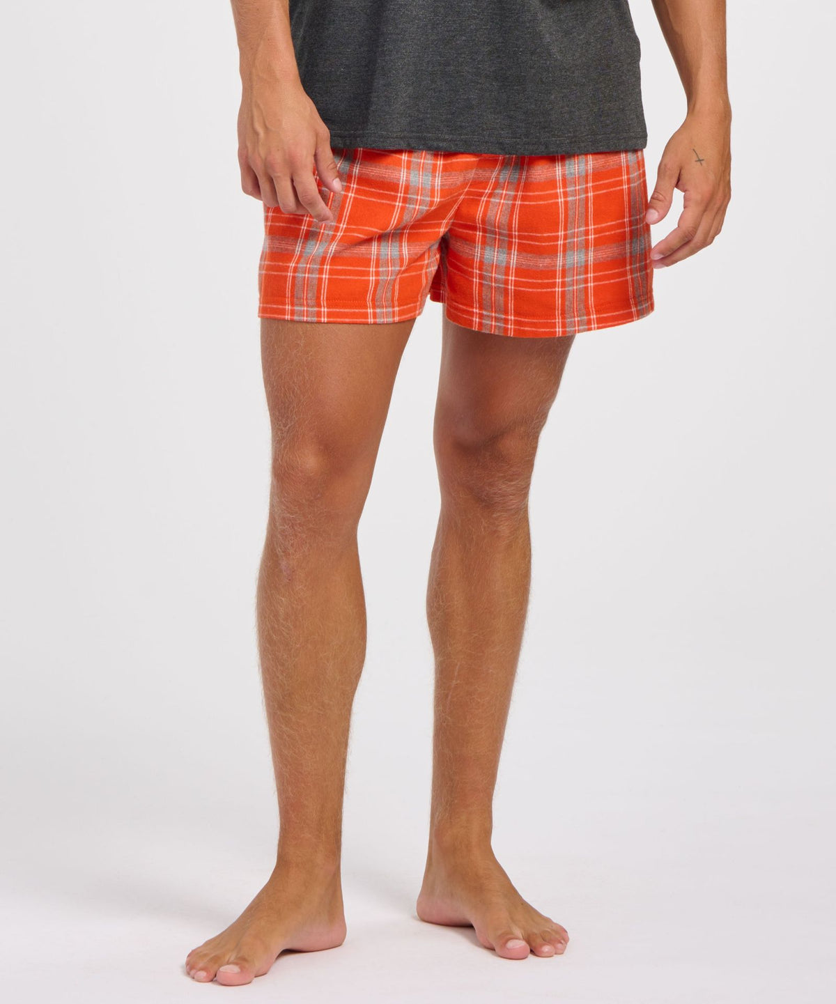 Boxercraft BM6701 Men's Flannel Boxer Shorts - Burnt Orange Kingston - Front | Burnt Orange Kingston