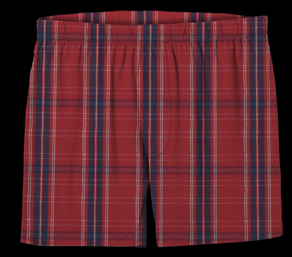 Boxercraft BM6701 Men's Flannel Boxer Shorts - Brick Red Kingston - Ghost Front | Brick Red Kingston