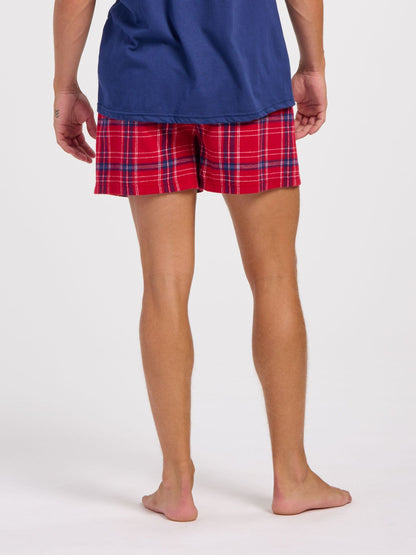 Boxercraft BM6701 Men's Flannel Boxer Shorts - Brick Red Kingston - Back | Brick Red Kingston