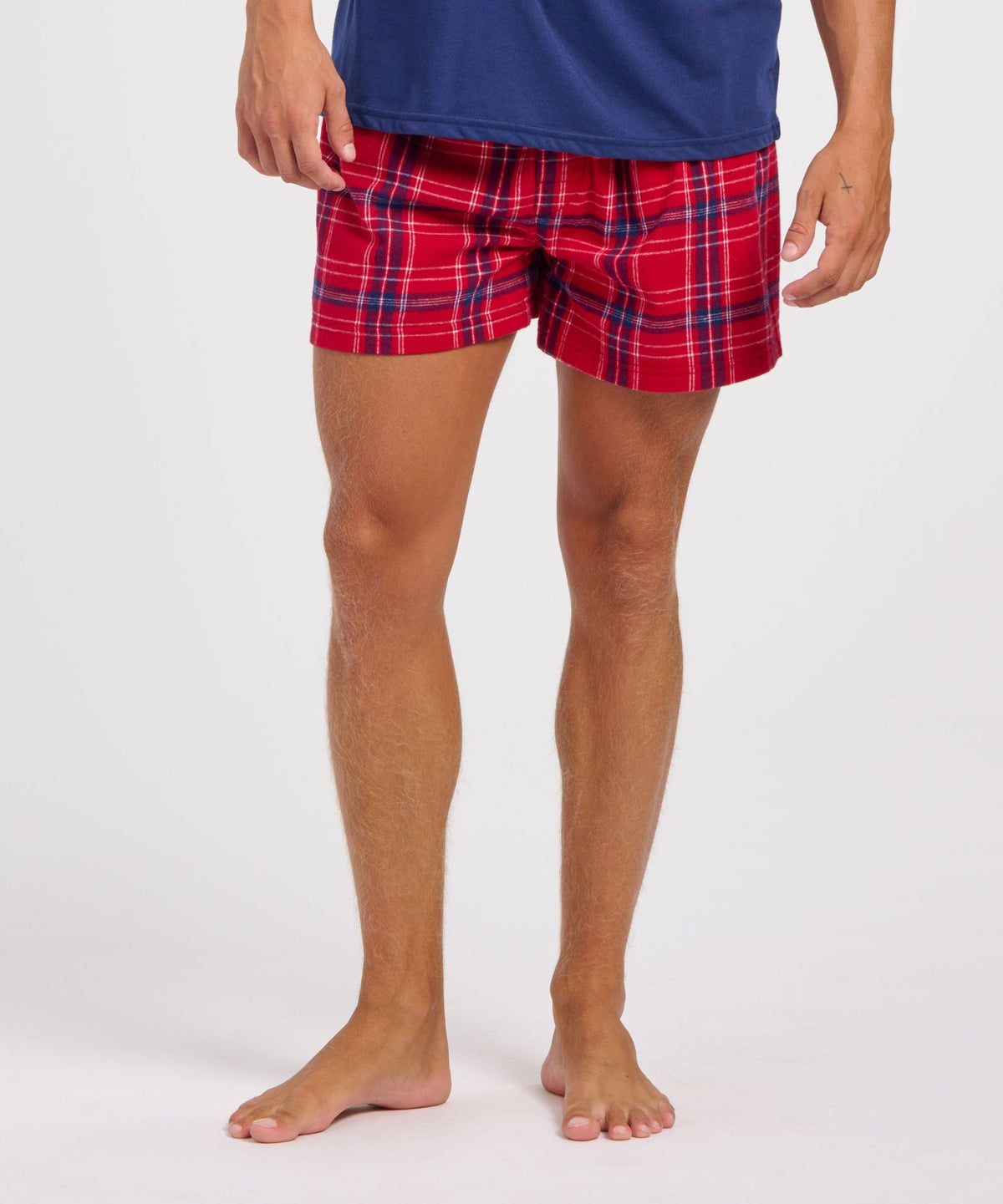Boxercraft BM6701 Men's Flannel Boxer Shorts - Brick Red Kingston - Front | Brick Red Kingston