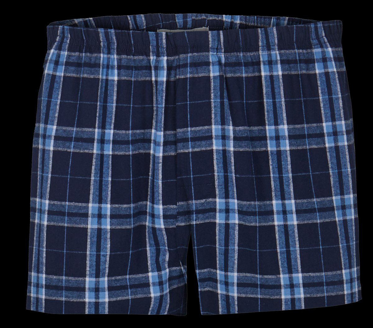 Boxercraft BM6701 Men's Flannel Boxer Shorts - Navy/Columbia Plaid - Ghost Front | Navy/Columbia Plaid