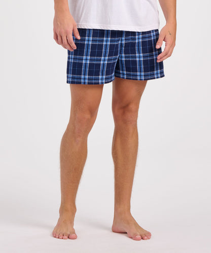 Boxercraft BM6701 Men's Flannel Boxer Shorts - Navy/Columbia Plaid - Front | Navy/Columbia Plaid