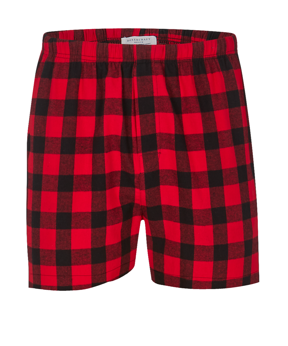 Boxercraft BM6701 Men's Flannel Boxer Shorts - Red/Black Buffalo Plaid - Ghost Front | Red/Black Buffalo Plaid