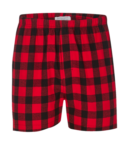 Boxercraft BM6701 Men's Flannel Boxer Shorts - Red/Black Buffalo Plaid - Ghost Front | Red/Black Buffalo Plaid