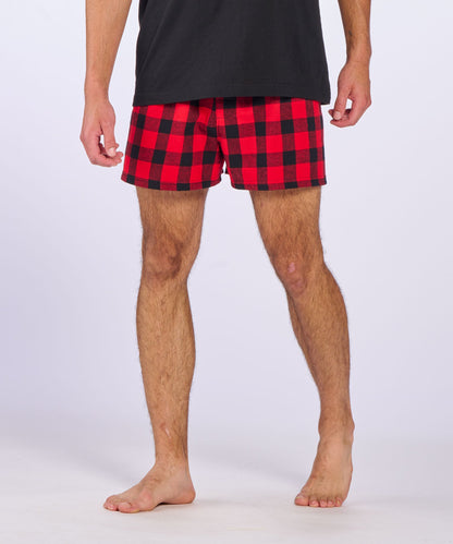 Boxercraft BM6701 Men's Flannel Boxer Shorts - Red/Black Buffalo Plaid - Front | Red/Black Buffalo Plaid