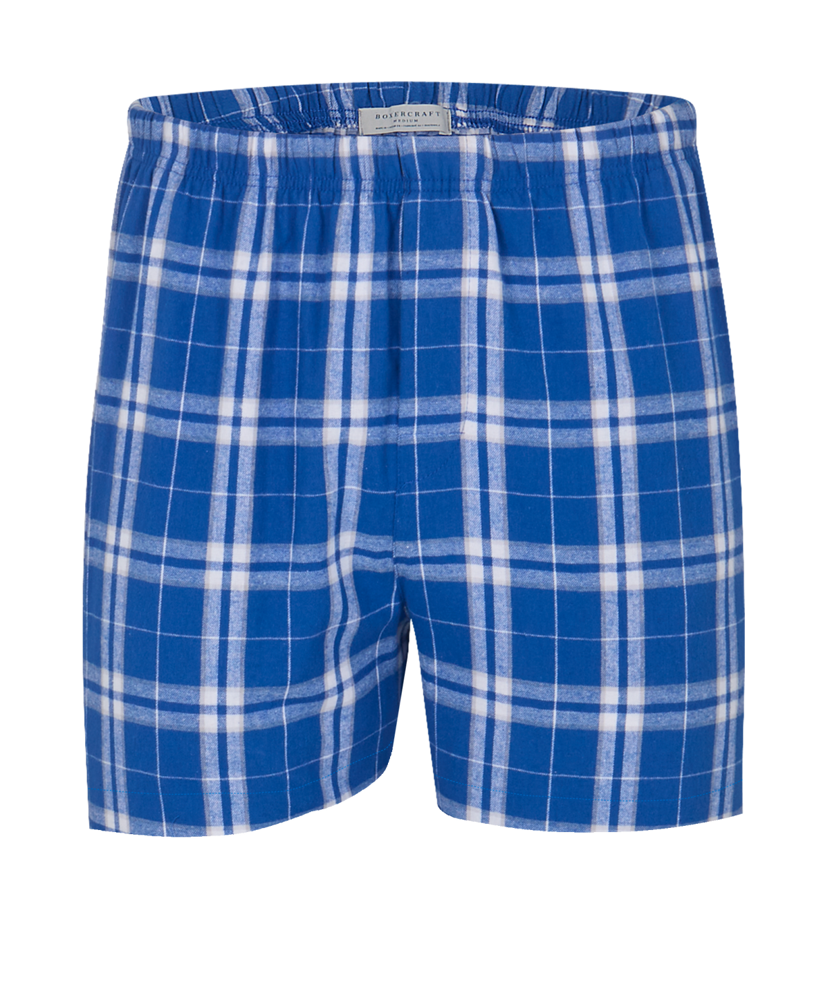 Boxercraft BM6701 Men's Flannel Boxer Shorts - Royal/Silver Plaid - Ghost Front | Royal/Silver Plaid