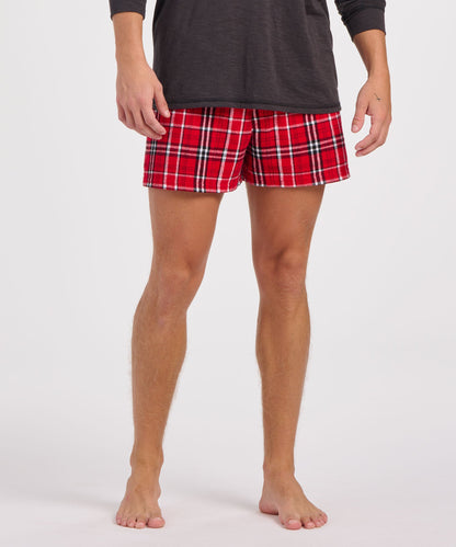 Boxercraft BM6701 Men's Flannel Boxer Shorts - Red/White Plaid - Front | Red/White Plaid
