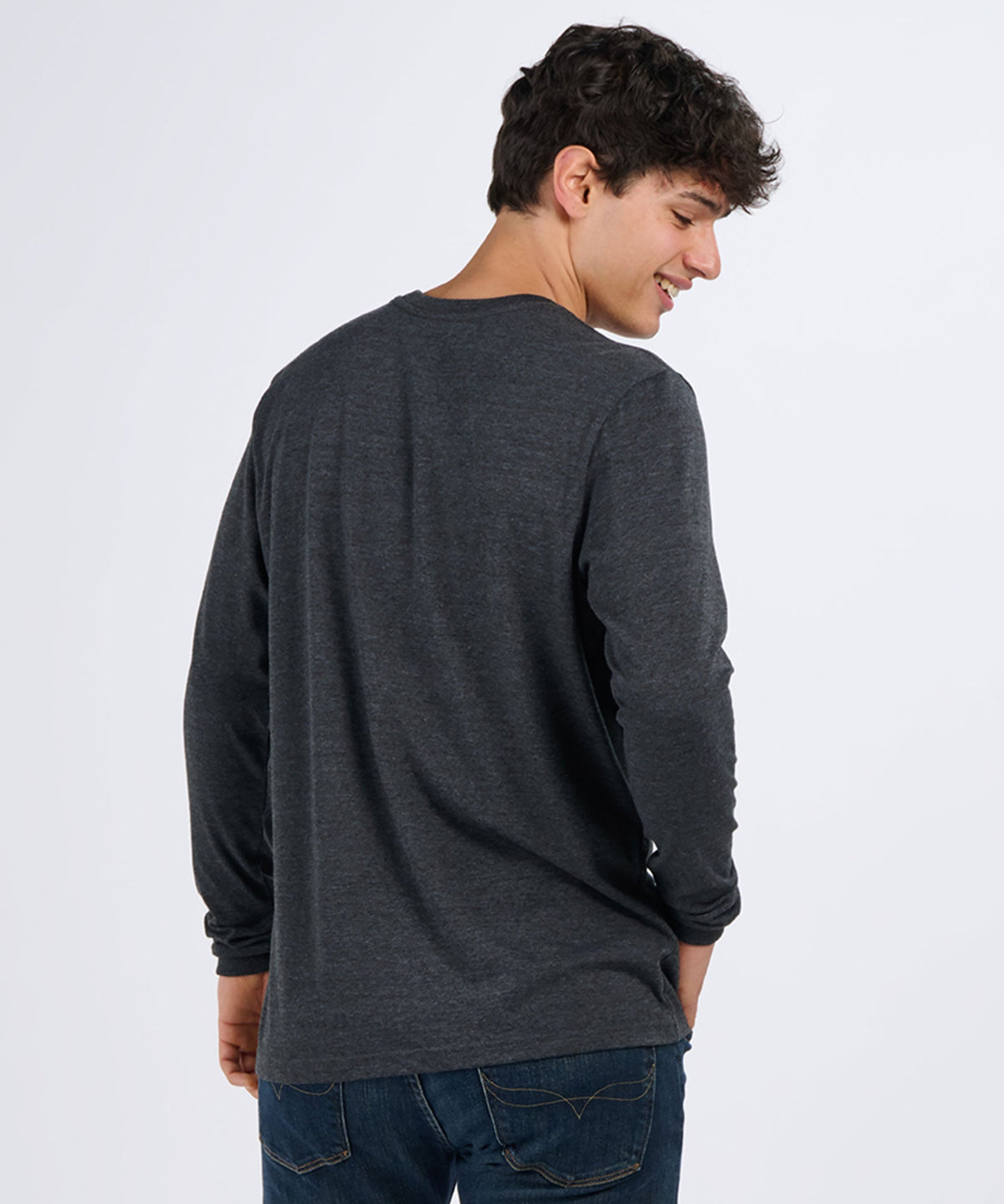 BU3102 Essential Long Sleeve Tee - Charcoal - Back | Charcoal