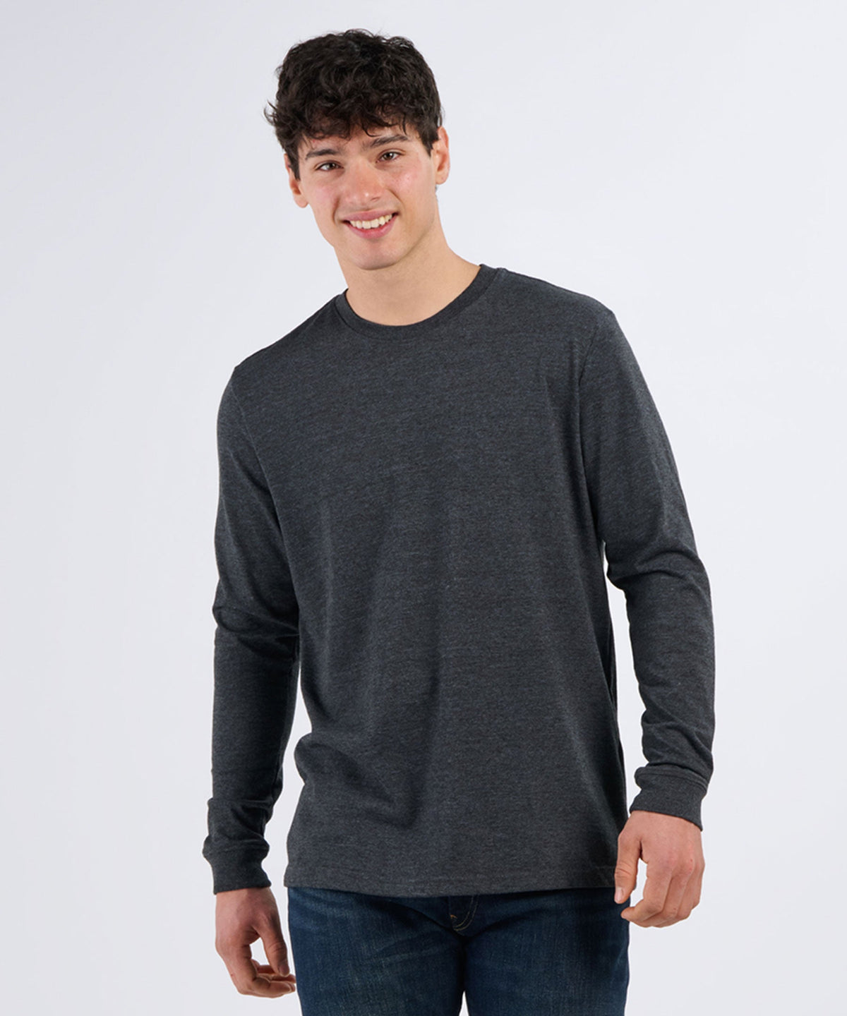 BU3102 Essential Long Sleeve Tee - Charcoal - Front | Charcoal