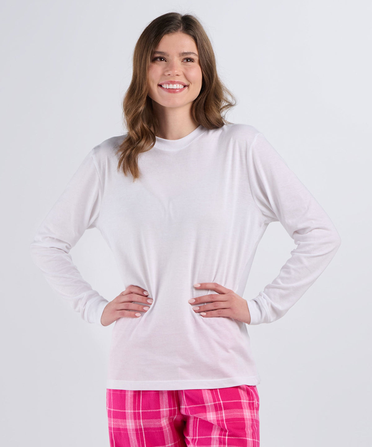 BU3102 Essential Long Sleeve Tee - White - Front | White
