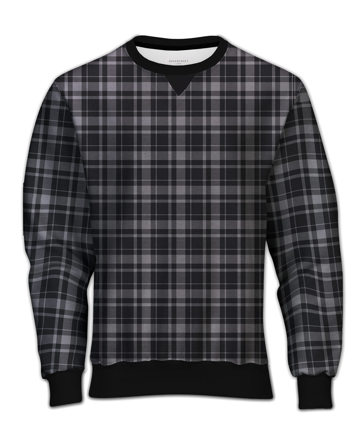 Boxercraft BU5101 Unisex Flannel Pullover Crew - Black Jordan Plaid - Detail | Black Jordan Plaid