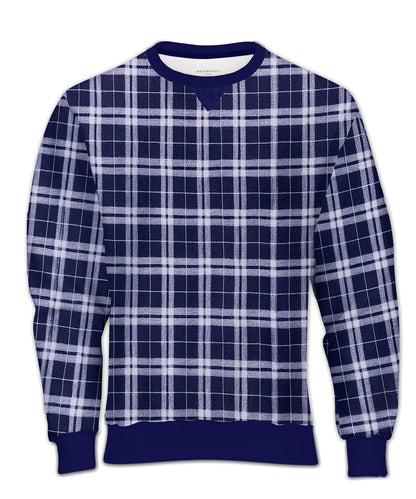 Boxercraft BU5101 Unisex Flannel Pullover Crew - Navy/Silver Plaid - Detail | Navy/Silver Plaid