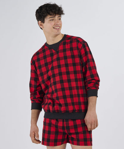 Boxercraft BU5101 Unisex Flannel Pullover Crew - Red/Black Buffalo Plaid - Model Front | Red/Black Buffalo Plaid