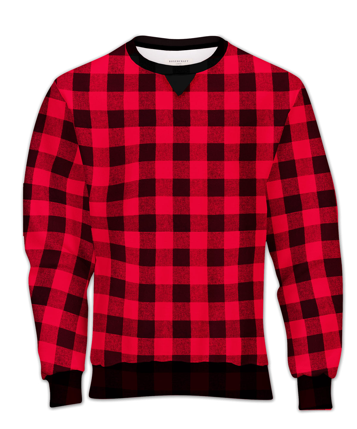 Boxercraft BU5101 Unisex Flannel Pullover Crew - Red/Black Buffalo Plaid - Detail | Red/Black Buffalo Plaid