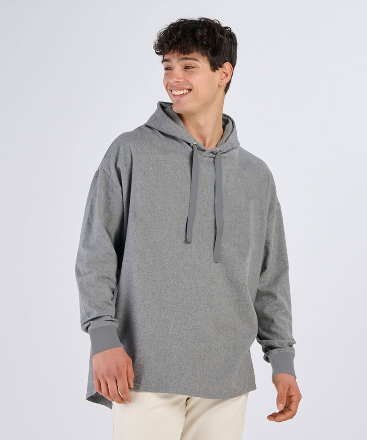 Boxercraft BU5301 Unisex Flannel Pullover Hoodie - Oxford Heather - Model Front | Oxford Heather